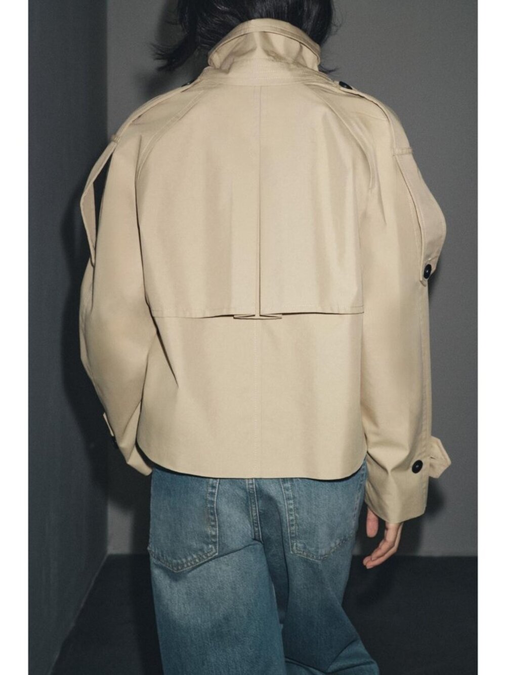 Zara Womens Short Trench Coat Water-Repellent Large Light Beige 0518/240 NWT - Picture 3 of 12